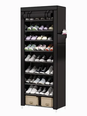 Sapateira Organizadora com 9 Prateleiras para Organizar Sapatos Calçados Chinelos Roupas Objetos 24 Pares - Black